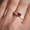 Pink tourmaline gold silver ring by Natalie Vernazza on the hand