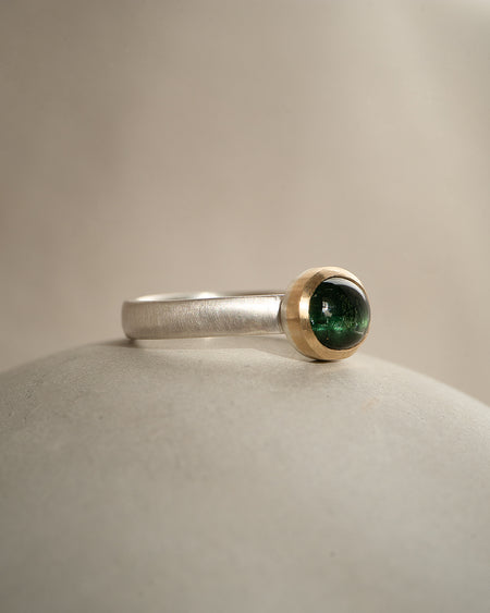 Green tourmaline mixed metal ring Natalie Vernazza