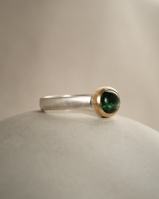 Green tourmaline mixed metal ring Natalie Vernazza
