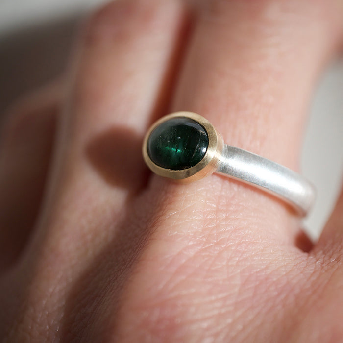 Tourmaline solid gold silver ring by Natalie Vernazza Elegant Jewellery