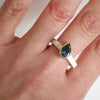 London Blue Topaz silver gold asymmetric contemporary ring by Natalie Vernazza elegant jewellery
