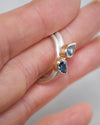 Teal blue sapphire ring set in mixed metal silver and gold Natalie Vernazza elegant jewellery