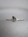 Teal sapphire ring set solid silver and gold by Natalie Vernazza elegant jewellery