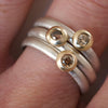 Champagne diamond gold silver stacking rings by Natalie Vernazza elegant jewellery