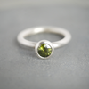 Olive green natural zircon sterling silver ring