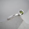 Olive green natural zircon sterling silver ring