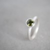 Olive green natural zircon sterling silver ring