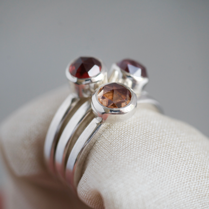 Ombre Garnet Stacking Rings