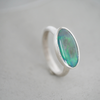 East West Oval Opal Silver Ring