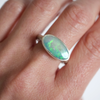 East West Oval Opal Silver Ring