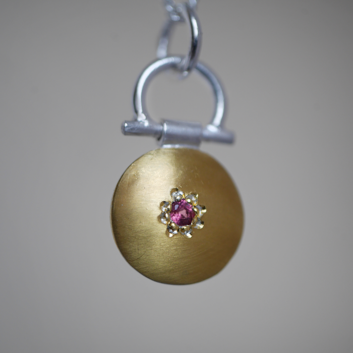 24ct gold keum boo pink spinel pendant