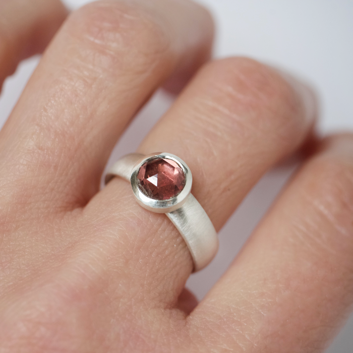 Rose Cut Garnet Court Ring