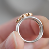 9ct yellow gold sterling silver and red sapphire stacking rings by Natalie Vernazza