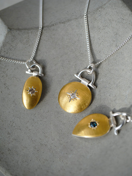 Star Set Natural Diamond and Sapphire Keum Boo Pendant necklace Natalie Vernazza Oxfordshire jewellery