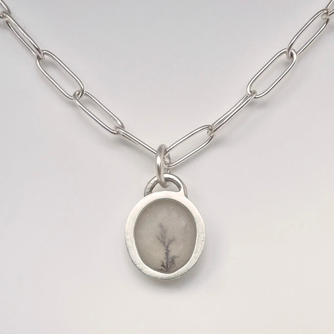 Dendritic Agate Quartz Pendant, Winter